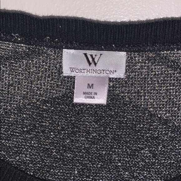Worthington black, silver/gold metallic sweater - Picture 4 of 5
